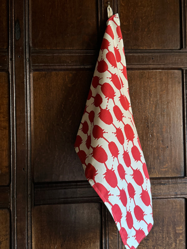 Teasel Tea Towel – Red on Natural
