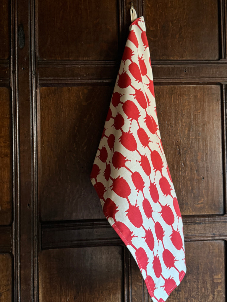 Teasel Tea Towel – Red on Natural