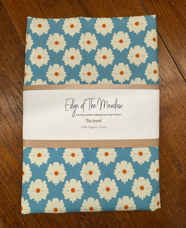 Daisy Tea Towel – Indigo & Sky Blue