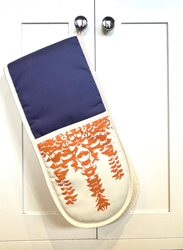 Teasel Oven Glove – Indigo and Orange