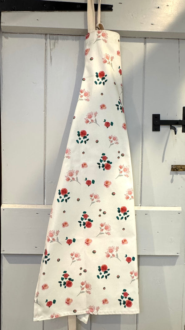 Vintage Rose Kitchen Apron - Organic Cotton Printed Apron | UK Made