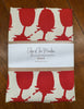 Tea towel with red and white print 