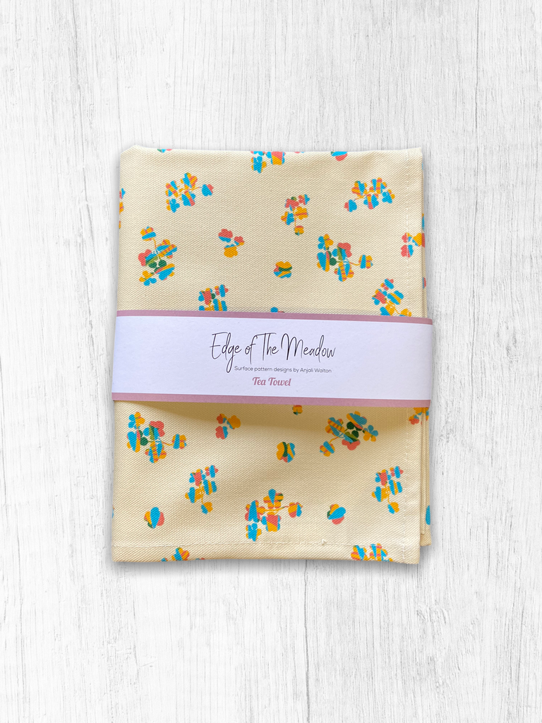 Edge of the Meadow Floral Cottage Tea Towel