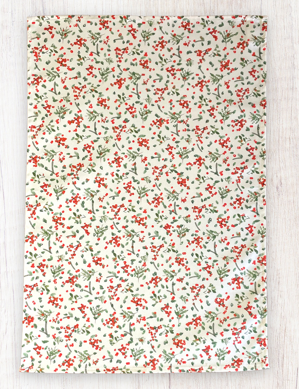 Festive Berries and Holly Tea Towel